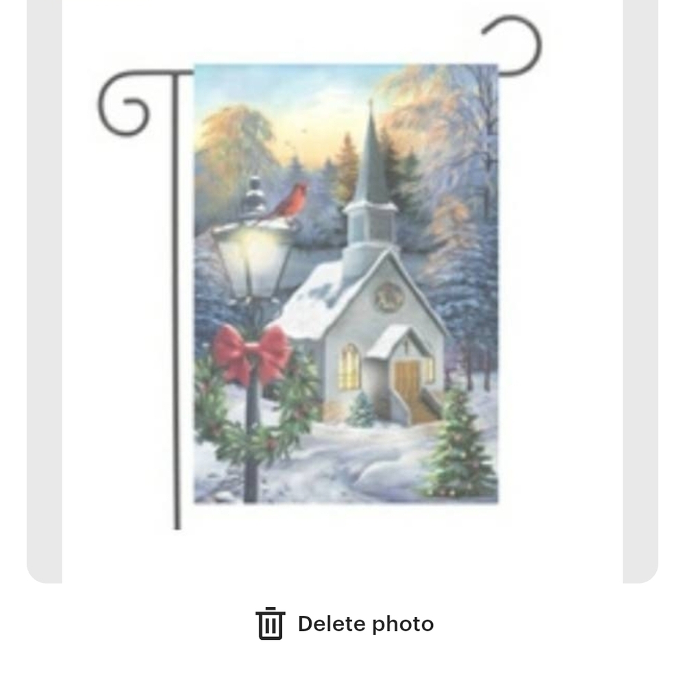 Christmad Winter Church Scene Garden Flag